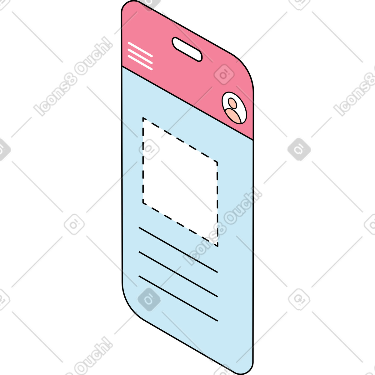 Mobile app interface illustration in Project style download in PNG, SVG