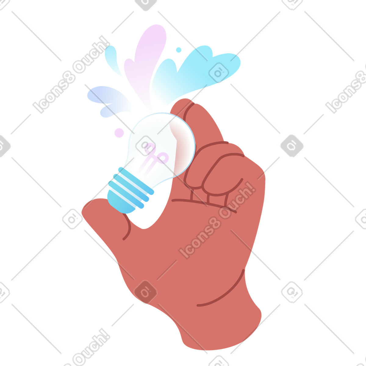 The hand holding light bulb illustration in Airy style download in PNG, SVG