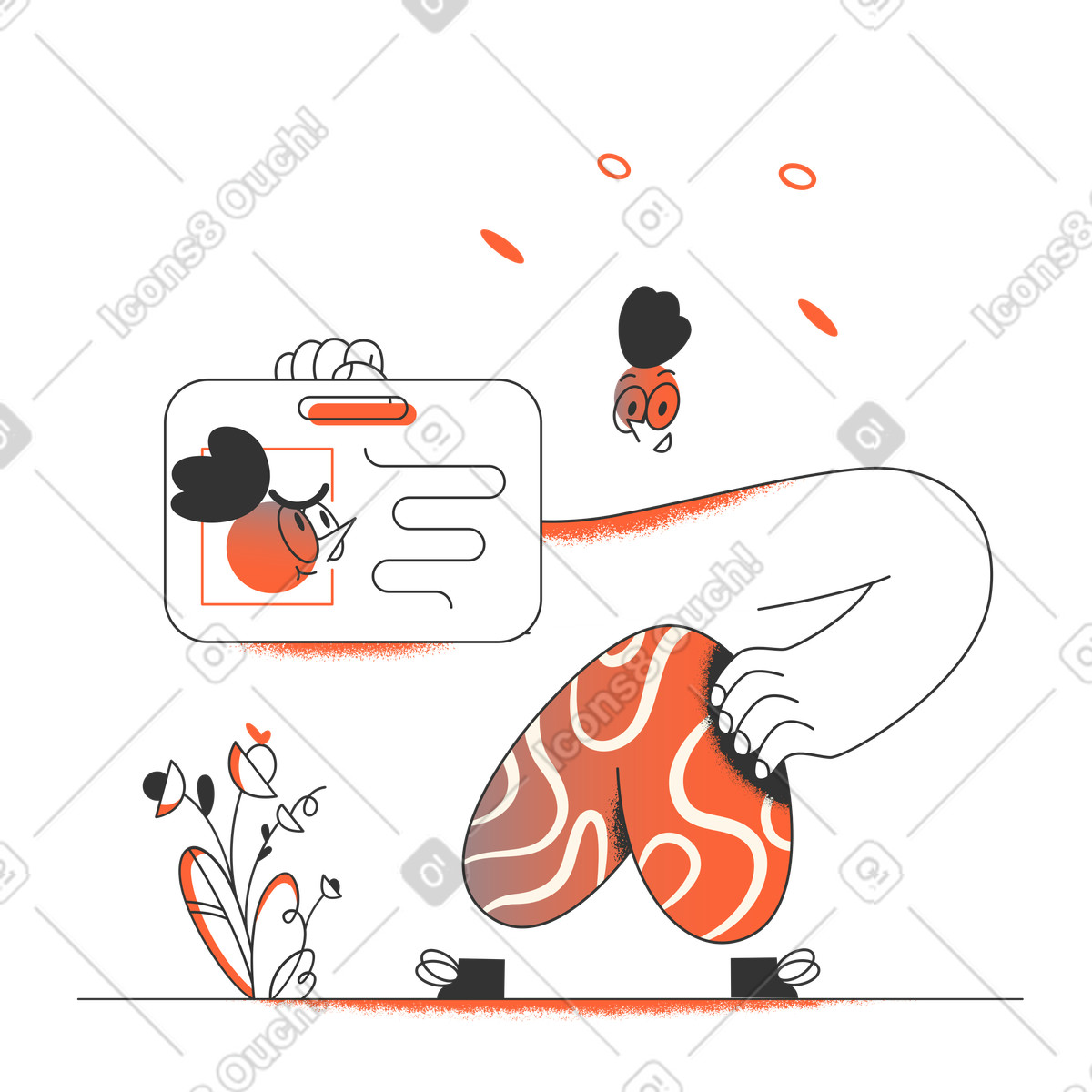 Man showing his identification card illustration in PNG, SVG