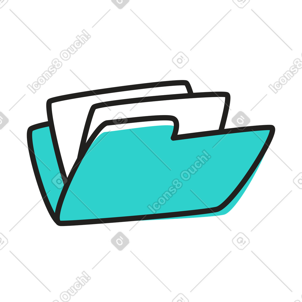 Illustration Dossier avec documents papier dans le style Little à télécharger aux formats PNG, SVG