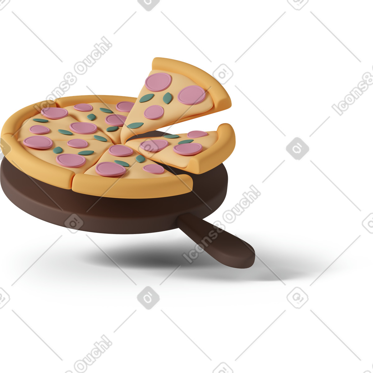 Ilustração de Pizza served on plate em no estilo 3D Casual life para baixar em PNG, SVG