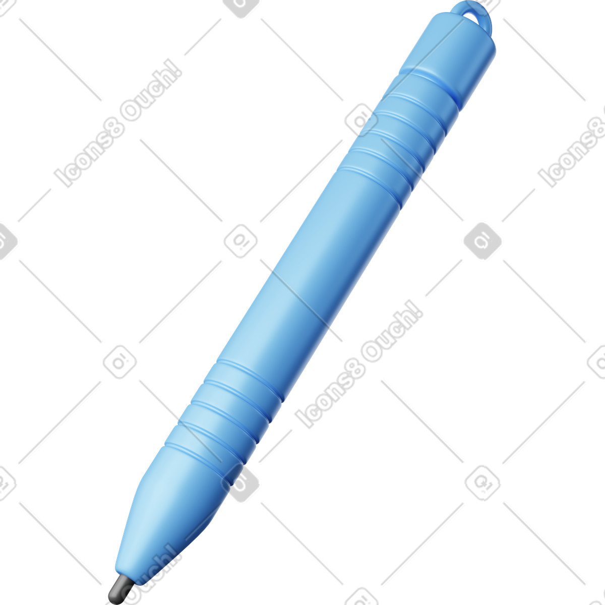 Stylus pen blue digital drawing tool with rubber grip details illustrazione in stile 3D Plastic scarica in PNG, SVG