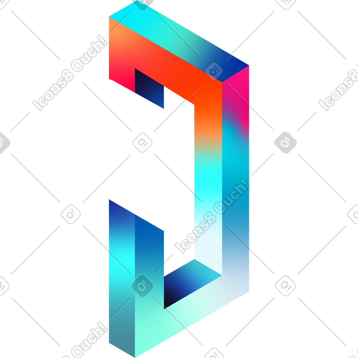Beschnittene isometrische optische täuschung-Illustration im Glare-Stil als Download in PNG, SVG