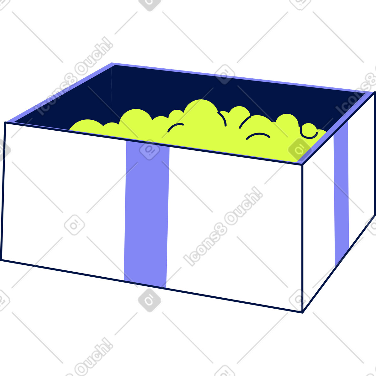 Ilustración Caja de confeti en estilo Glow a descargar en PNG y SVG