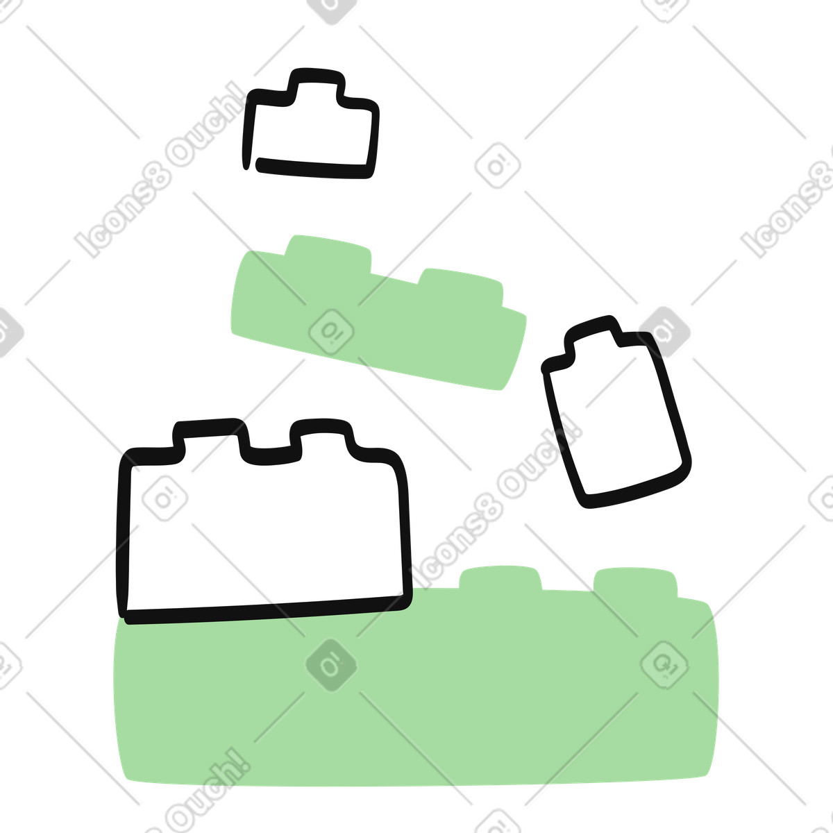 Building blocks arranged as metaphor for strategy structure and planning illustrazione in stile Organic scarica in PNG, SVG