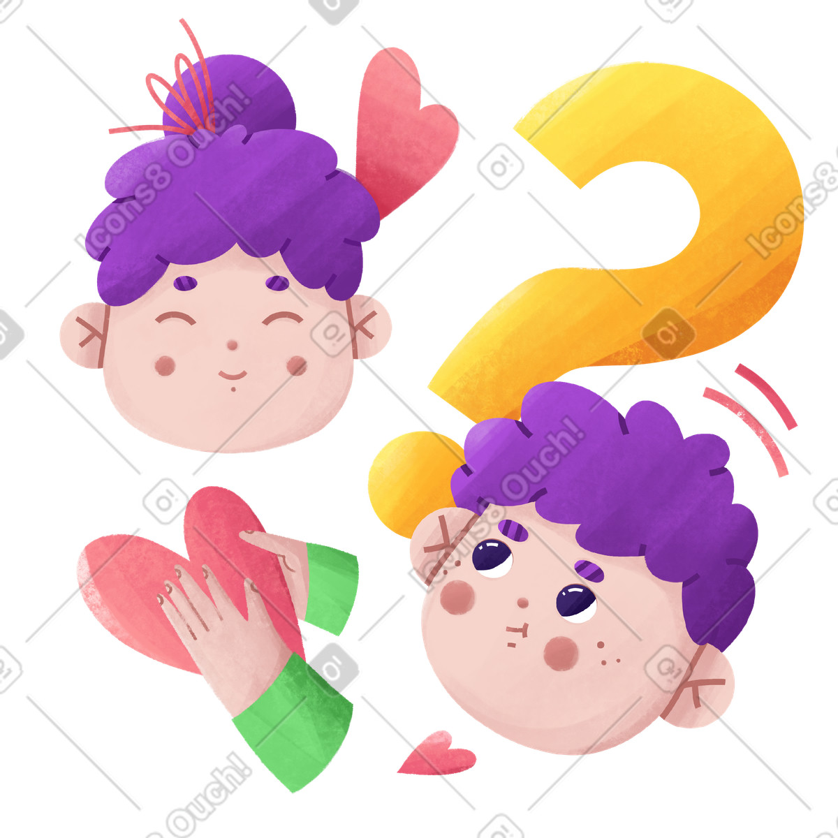 Guy confessa il suo amore alla sua ragazza e le chiede consenso. illustrazione in stile Bonbon scarica in PNG, SVG