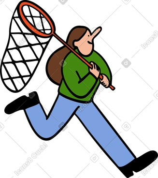 Person running with a scoop net PNG, SVG