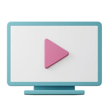 A computer monitor with a play button - 3D Sugary style illustration