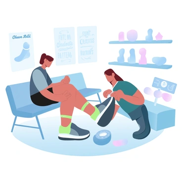 A specialist fitting a custom orthotic to a runner's foot