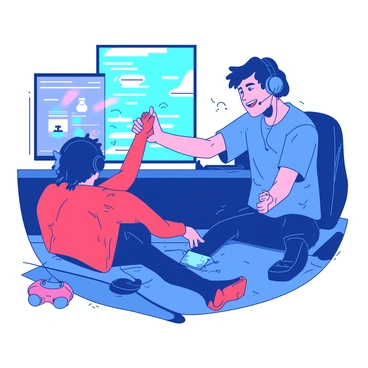 A gamer offering a hand to help a competitor up after a friendly match.