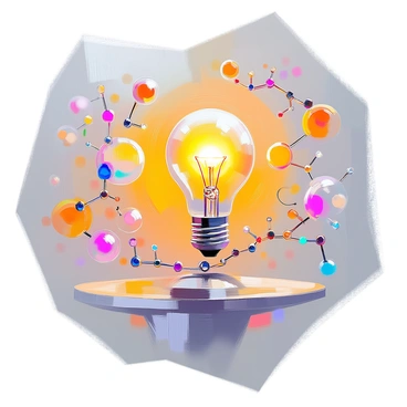 An illustration depicting an enzyme represented as a glowing lightbulb, radiating a warm light that highlights a complex metabolic pathway. The metabolic pathway features various interconnected chemical structures and molecular elements, all intricately detailed. The lightbulb, with its filament visible, is positioned centrally, casting illumination onto the surrounding pathways. Colorful arrows indicate the flow of reactions, while labels identify key components in the metabolic process, enhancing the educational aspect of the image.