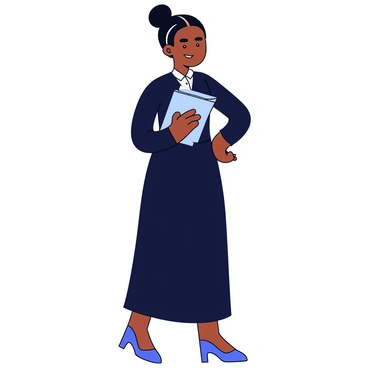 A woman named Susan B. Anthony is standing confidently with a voting ballot in her hand. She has a determined expression on her face, showcasing her resolve in the fight for women's suffrage. Susan has her hair styled in a neat bun and is wearing a long, dark dress with a high collar. The background is simple and unobtrusive, emphasizing her strong stance. Her other hand is placed on her hip, conveying a sense of empowerment.