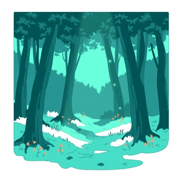 A mystical forest with trees that glow with an inner light at dusk