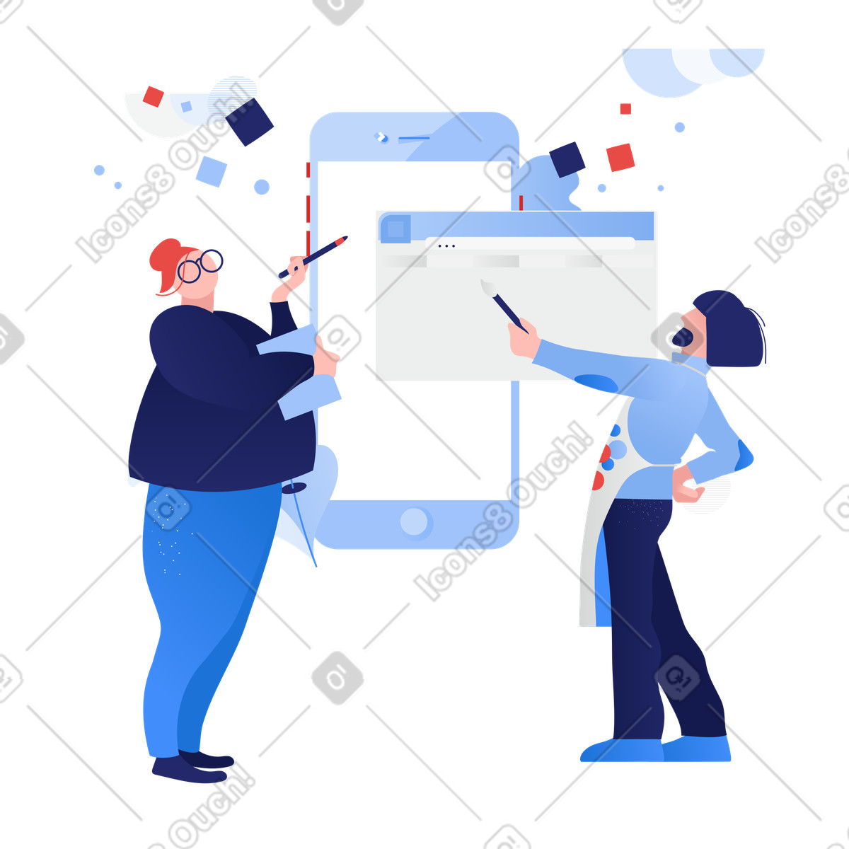Illustration Discussion avec le client dans style Clip à télécharger aux formats PNG, SVG