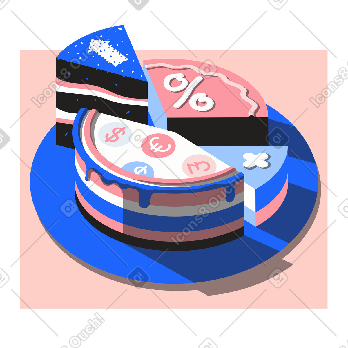 Statistiche sulla crescita aziendale presentate come grafico a torta illustrazione in stile Editorial scarica in PNG, SVG