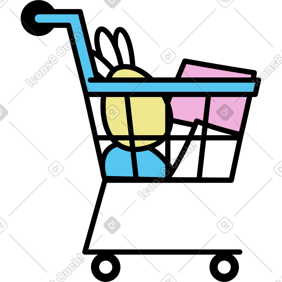 Grocery basket illustration in Mochi style download in PNG, SVG