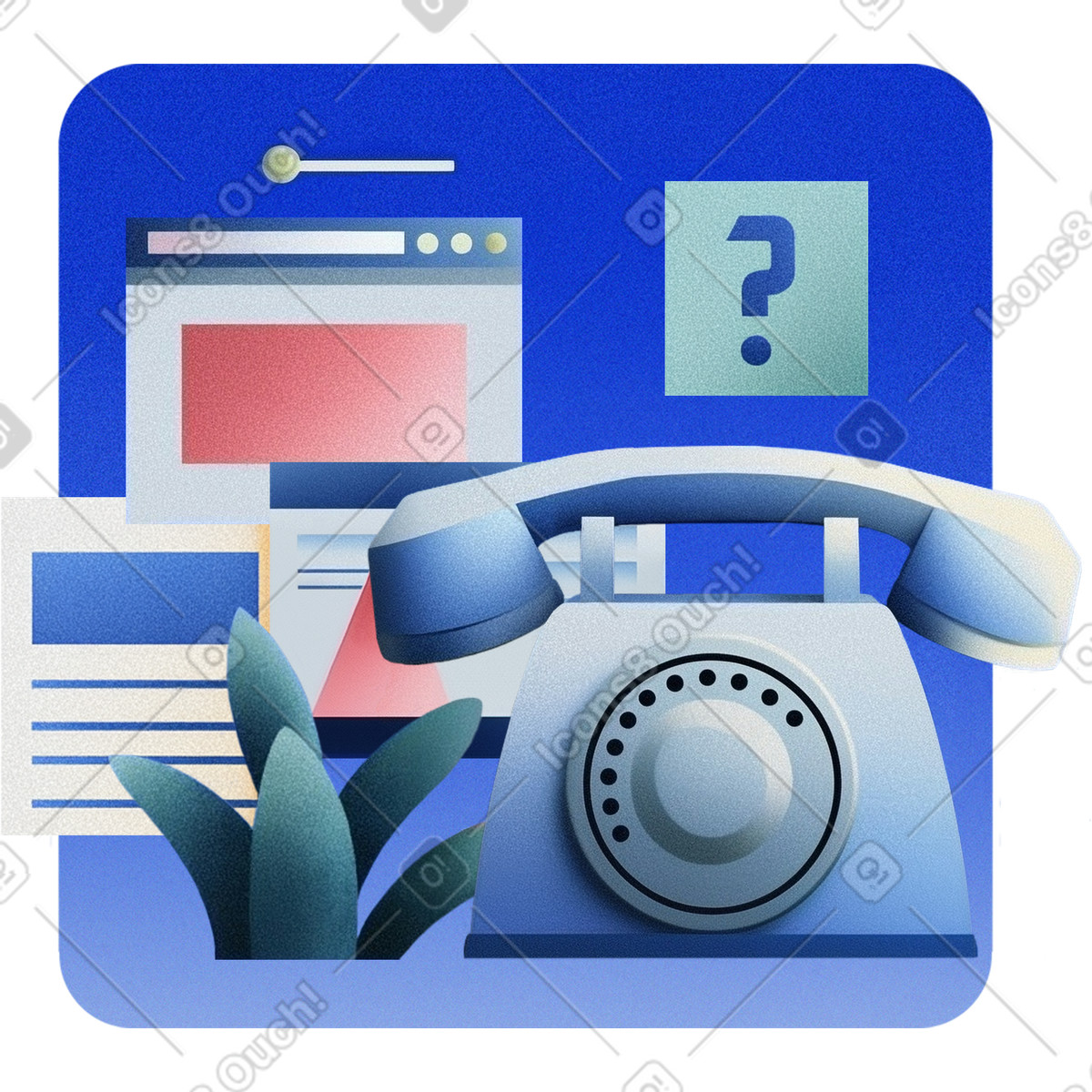 Telefonischer kundenservice oder online-support-Illustration im Grainy-Stil als Download in PNG, SVG