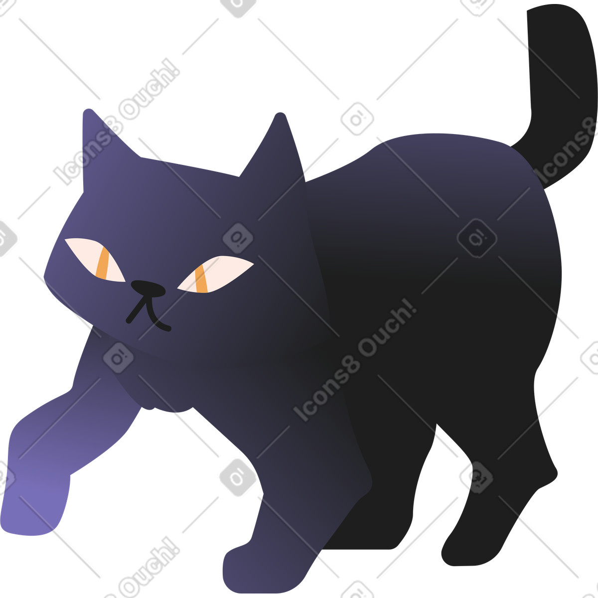 Gatto illustrazione in stile Coworking scarica in PNG, SVG