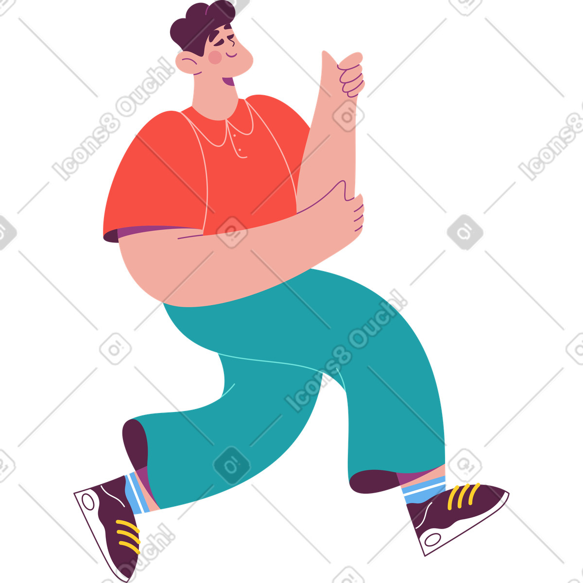 Ilustração de Homem alegre pensativo em no estilo Sammy para baixar em PNG, SVG