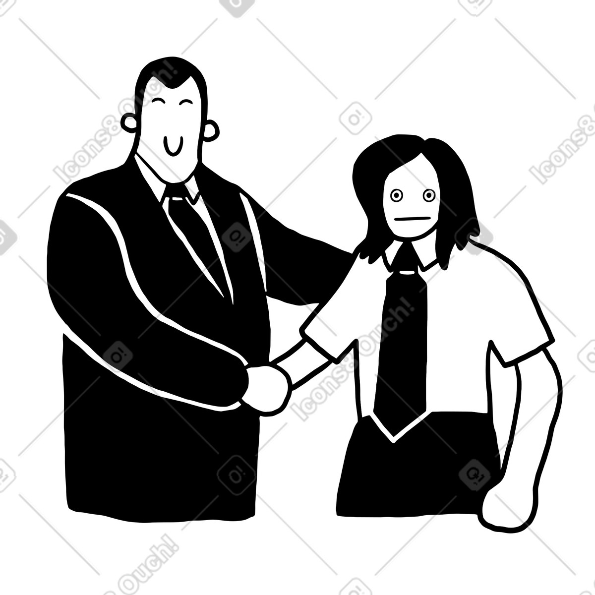 Dudes スタイルの 新入社員と握手 のイラストをPNG、SVG形式でダウンロード