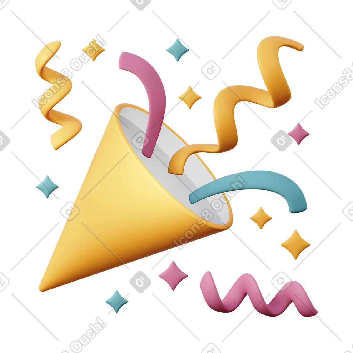 Confetti illustration in 3D Sugary style download in PNG, SVG