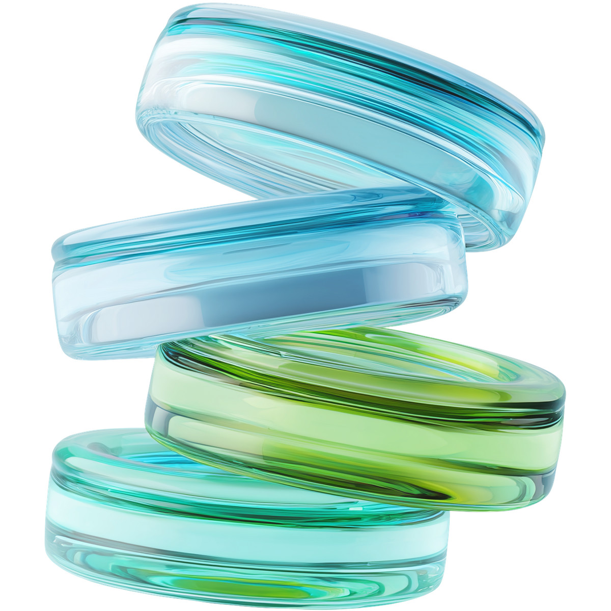 Glass coins, currency stack, transparent gradient rings illustration in Vitrum style download in PNG, SVG