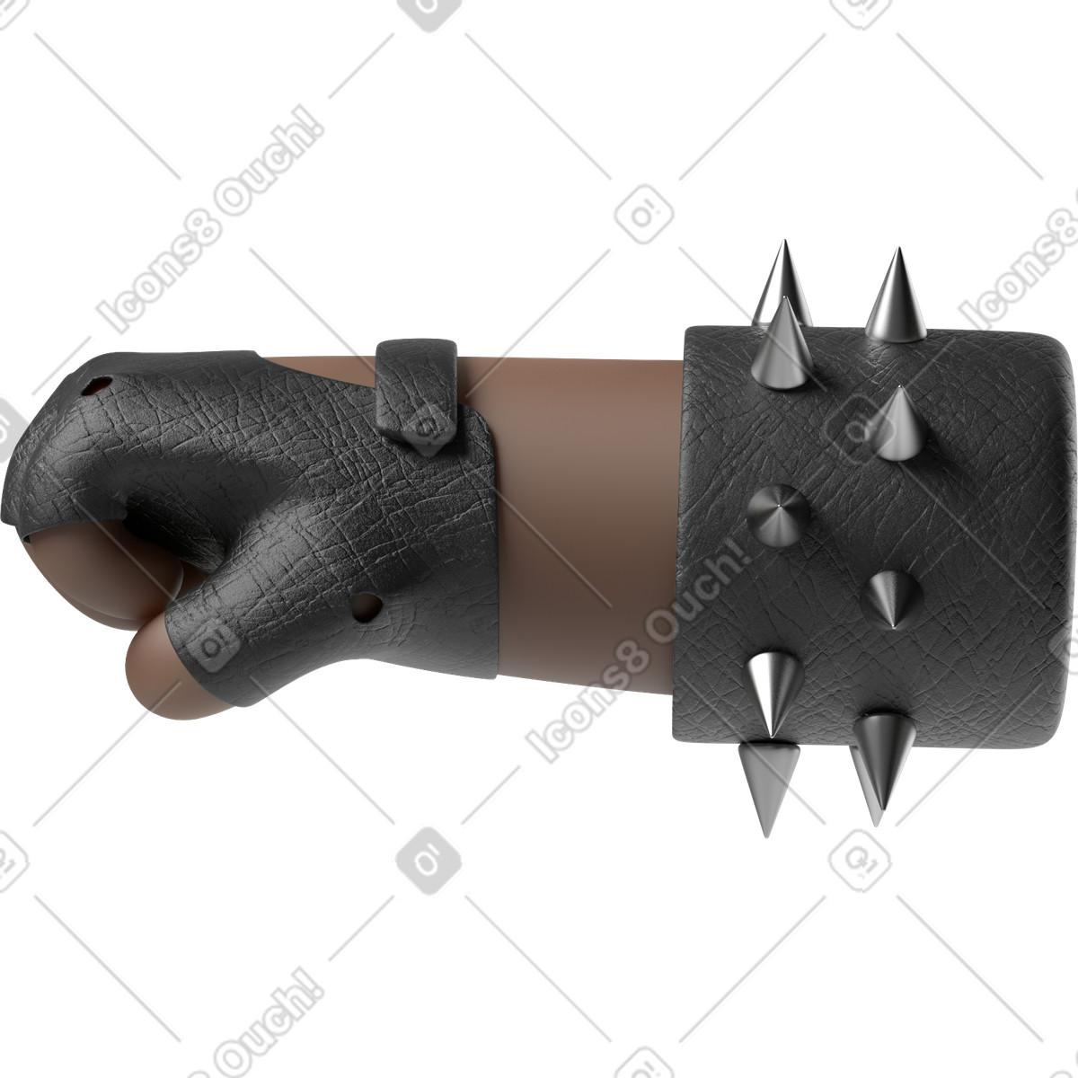 Pugno della mano pelle nera del rocker rivolto a sinistra illustrazione in stile 3D Hands Fun&Wild scarica in PNG, SVG