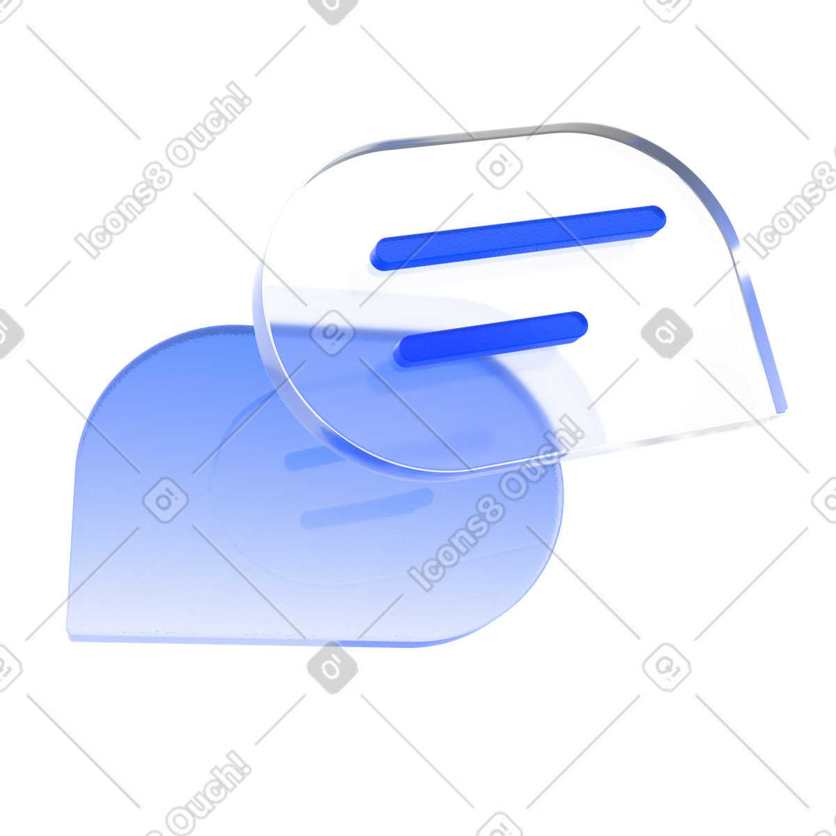 Chat-antwortblase, blaue nachricht mit linien, messaging-app-Illustration im 3D Enterprise-Stil als Download in PNG, SVG