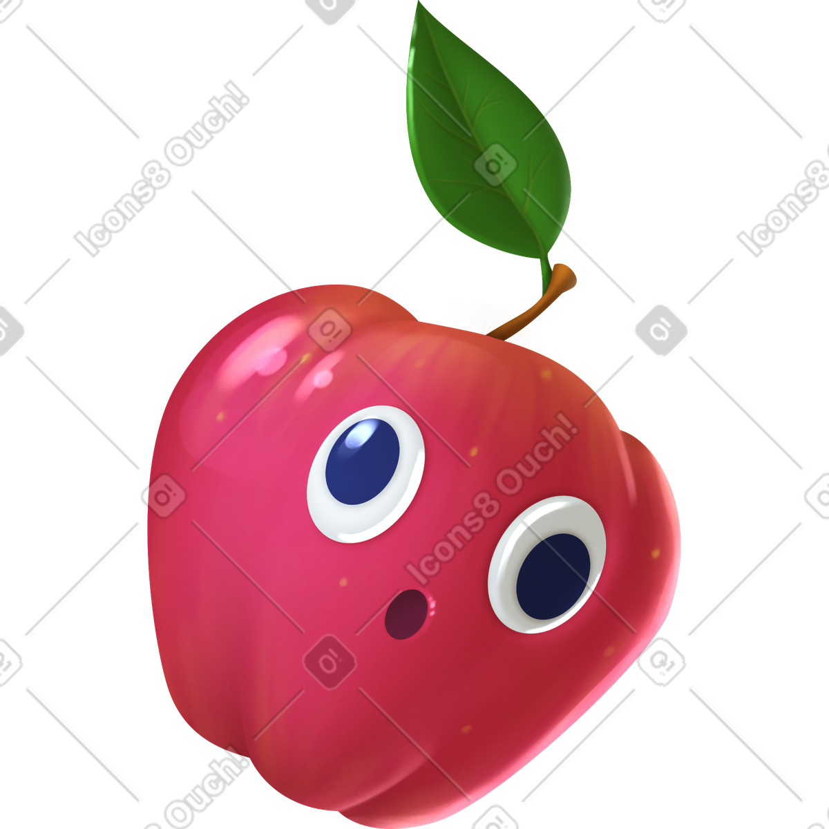 Red apple with eyes illustration in Props style download in PNG, SVG
