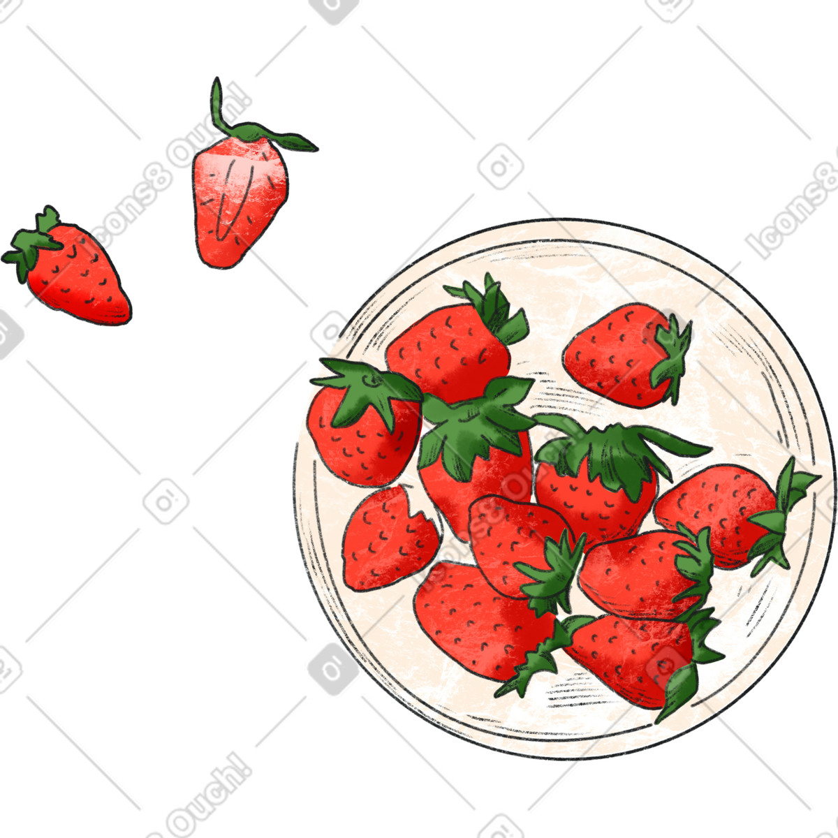 Иллюстрация White plate with red strawberries в стиле Moments — скачать в форматах PNG, SVG