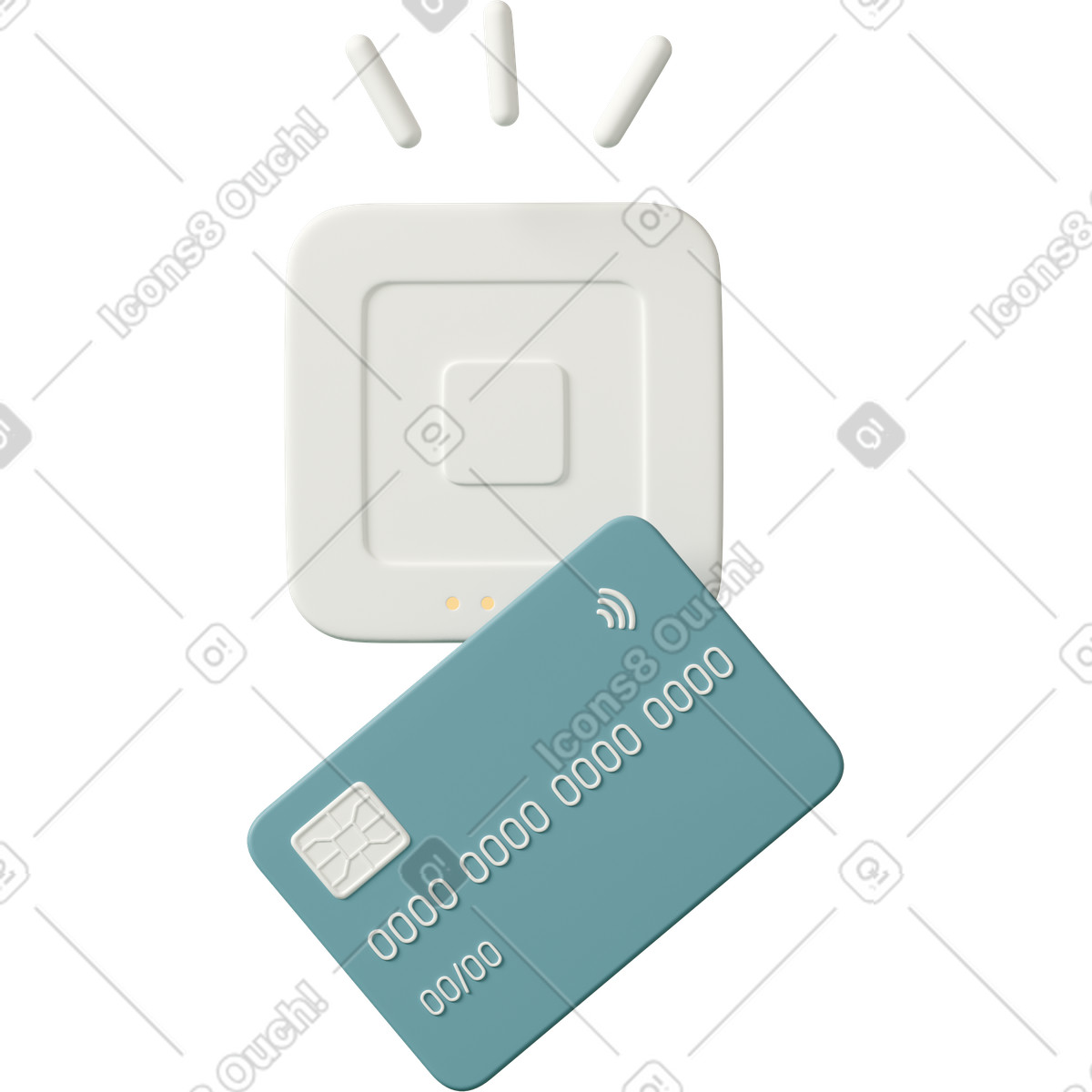 Ilustração de Reader for contactless and chip with credit card em no estilo 3D Casual life para baixar em PNG, SVG