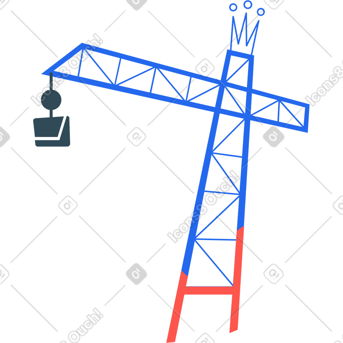 Crane illustration featuring construction scene clipart in PNG, SVG, GIF
