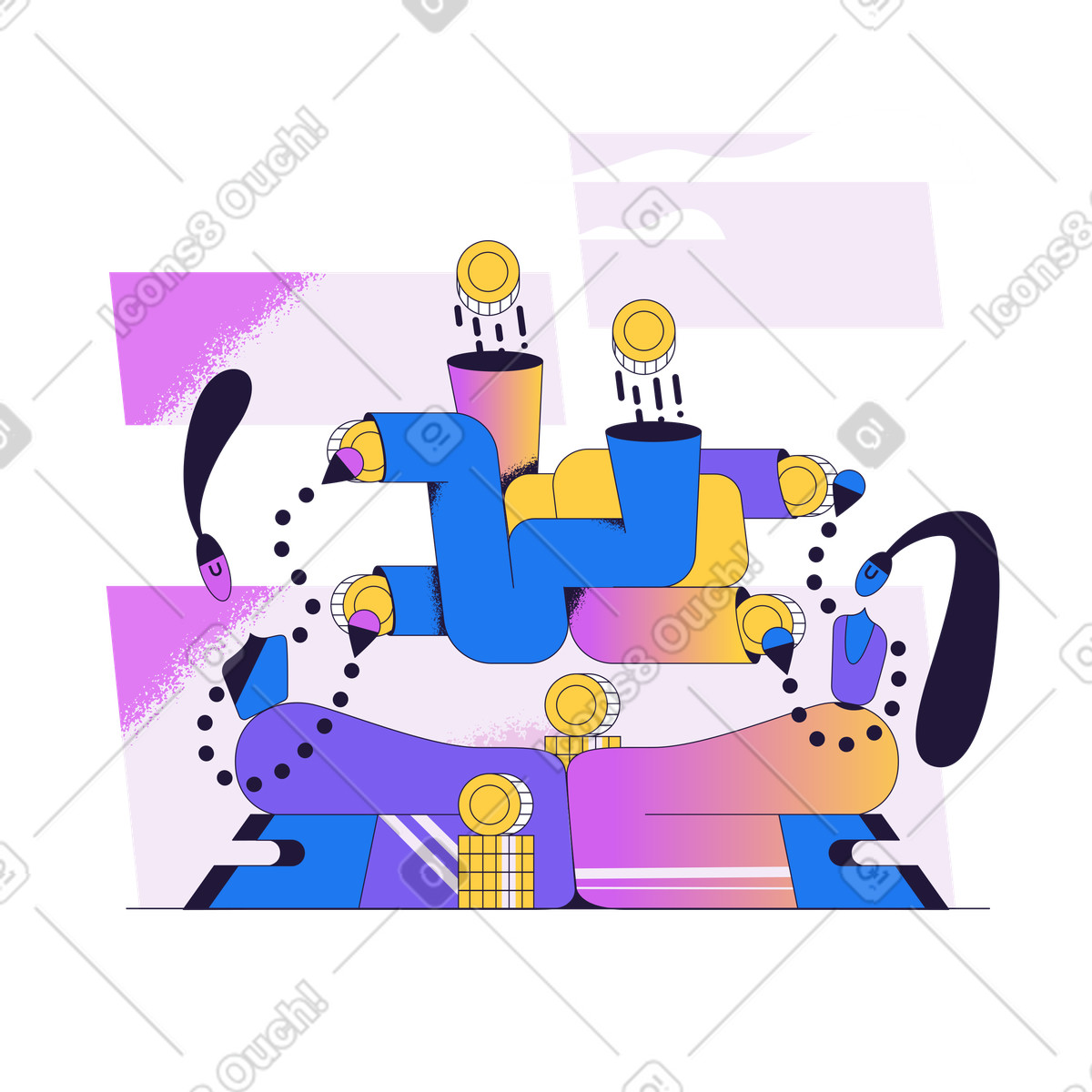 Handling transaction or processing payment with cash illustration in PNG, SVG
