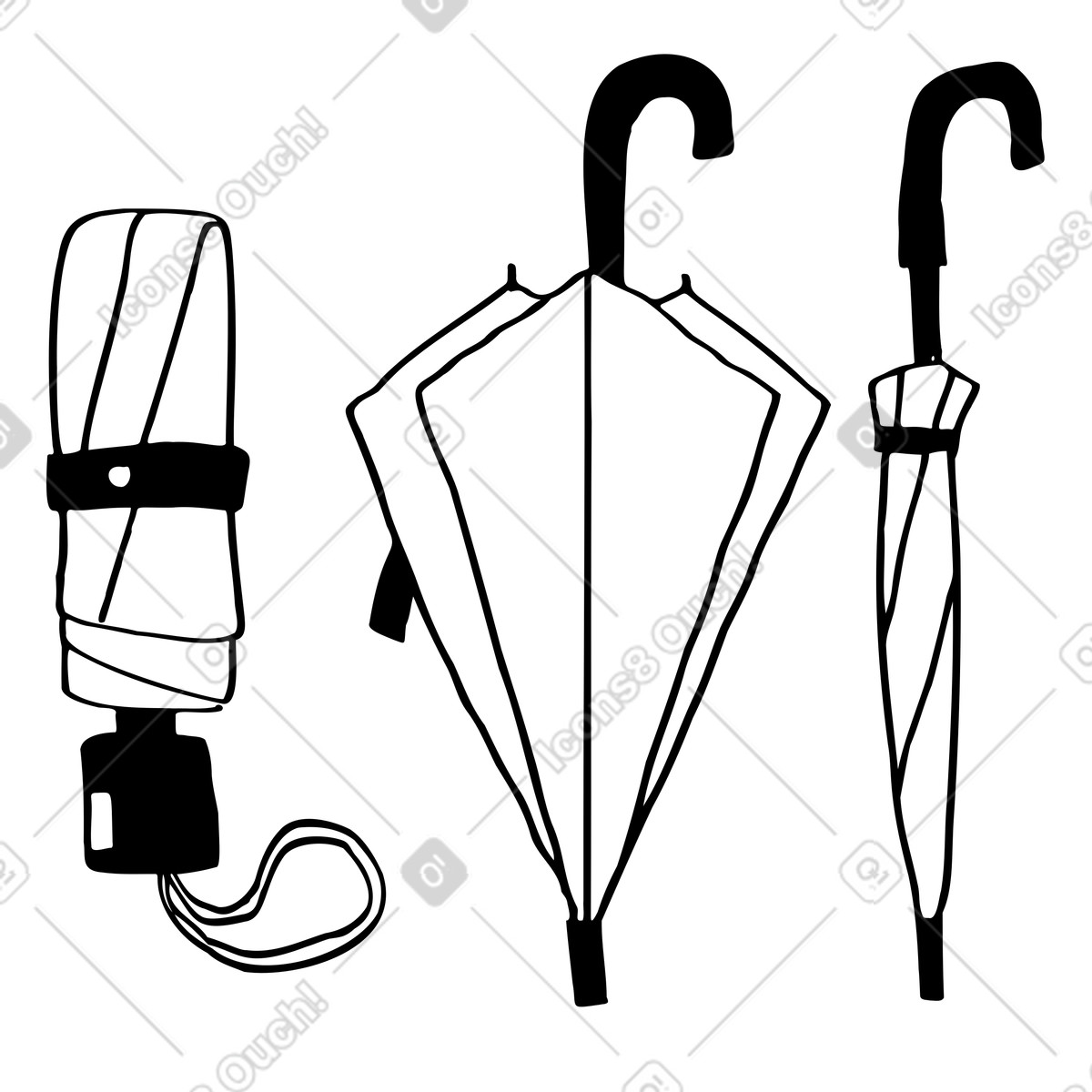 Diversi tipi di ombrelli illustrazione in stile Marks scarica in PNG, SVG