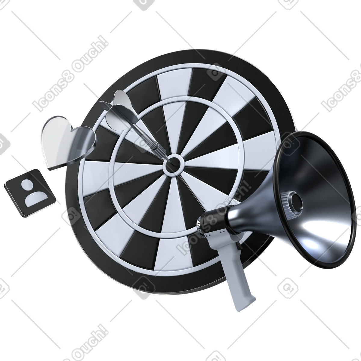 Pubblicità mirata per la consapevolezza del marchio, strategia di coinvolgimento cliente illustrazione in stile 3D Pro scarica in PNG, SVG