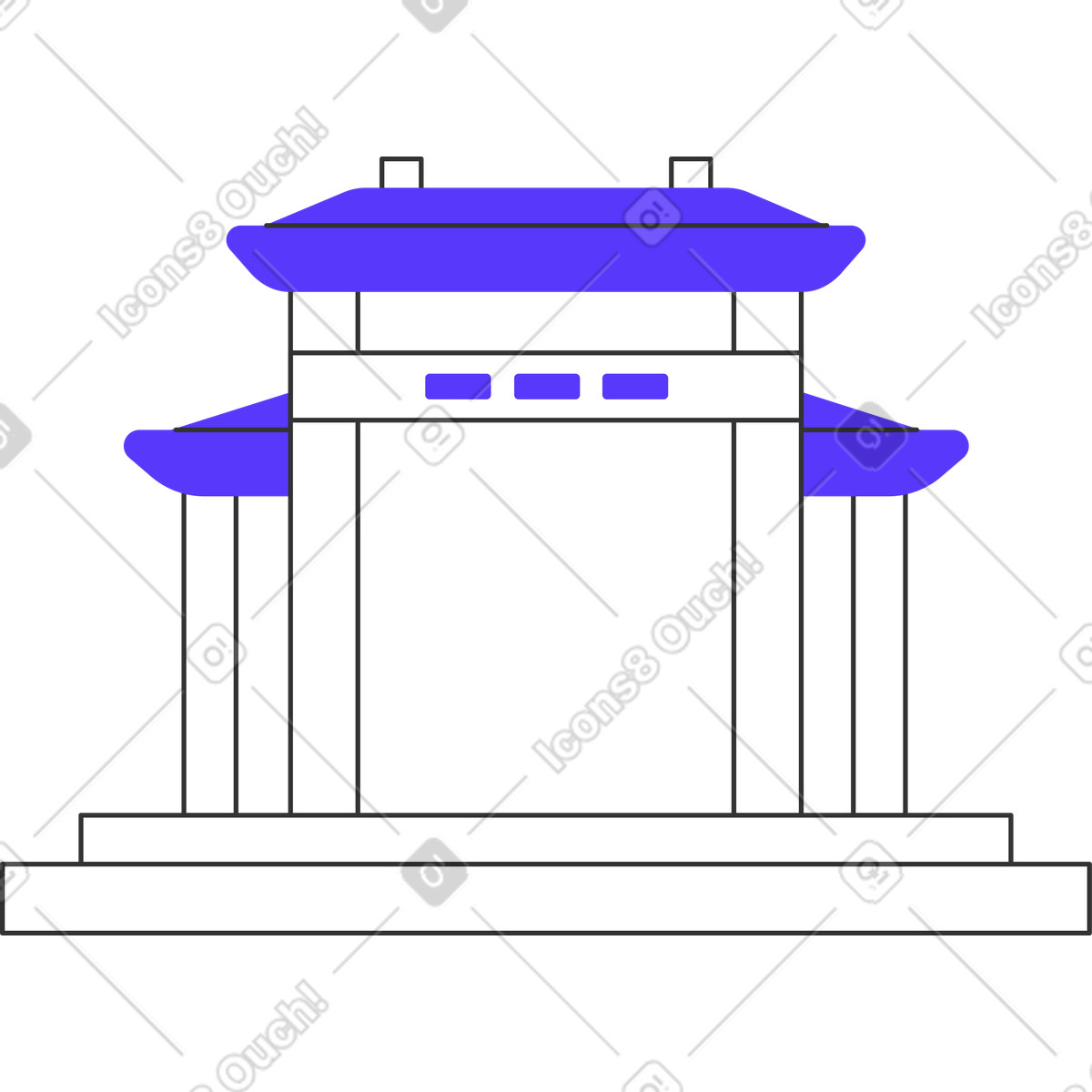 Pagode-Illustration im Pablita-Stil als Download in PNG, SVG