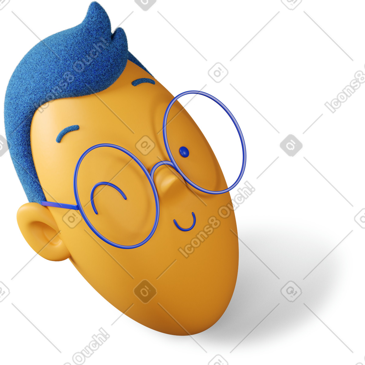3D Buddy 스타일의 윙크하는 소년의 머리는 오른쪽으로 일러스트레이션 PNG, SVG 다운로드