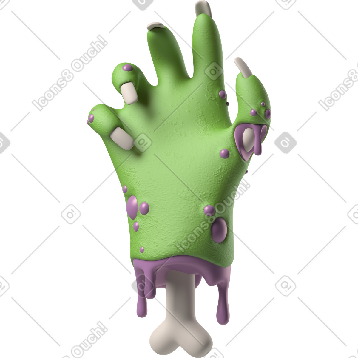 Ilustração de Palma uma mão zumbi verde em no estilo 3D Hands Fun&Wild para baixar em PNG, SVG
