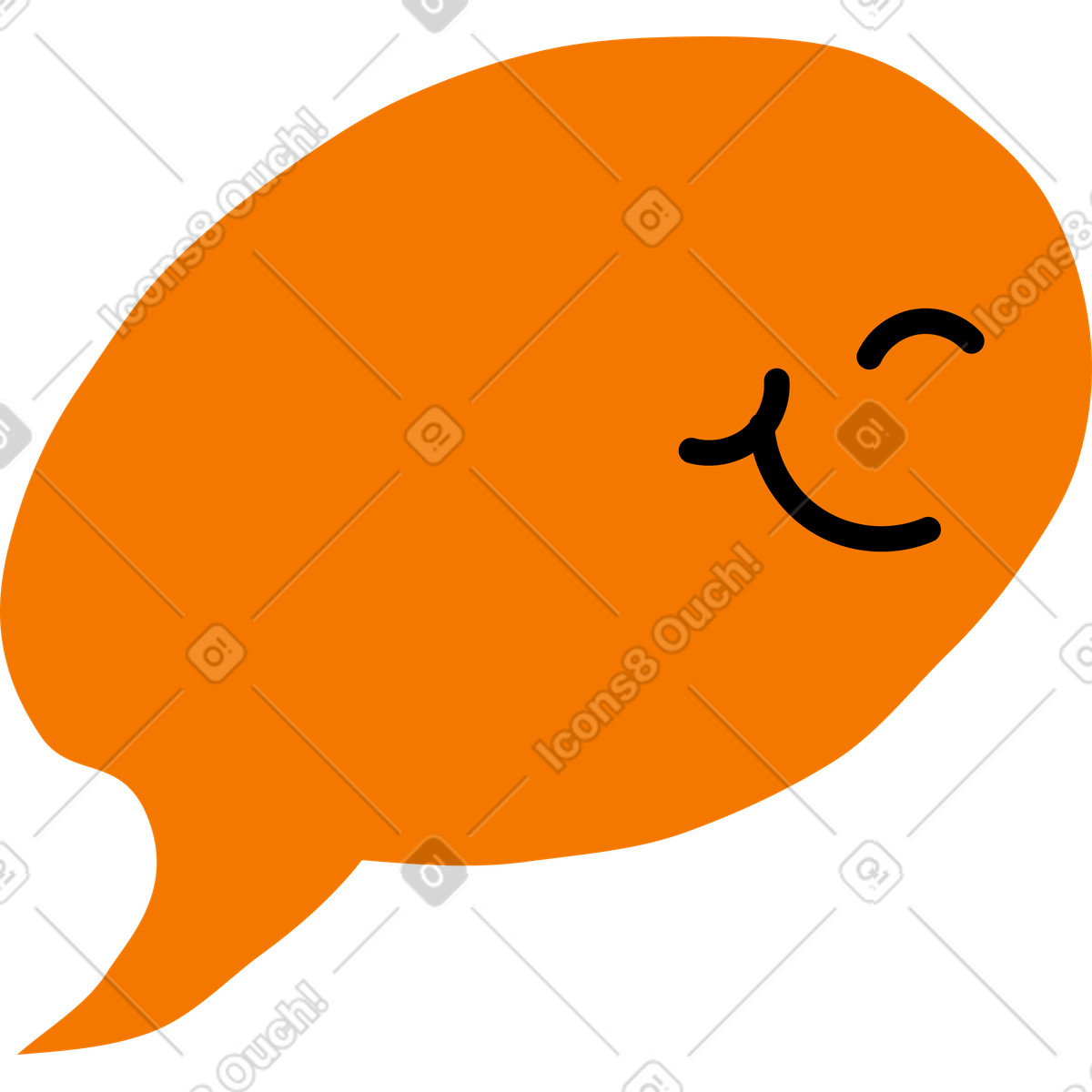 Speech bubble with a smiley face illustration in Giggle style download in PNG, SVG