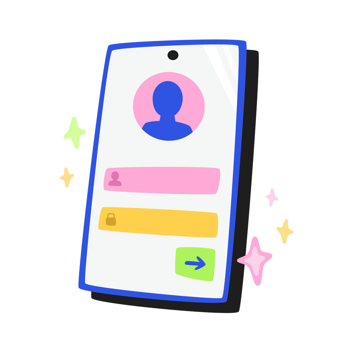 下载 Bouncy 风格的 Sign in to the account on phone 插画，支持 PNG、SVG 格式