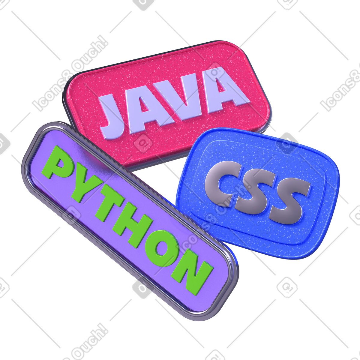 Programming languages: Java, Python, CSS illustration in PNG, SVG