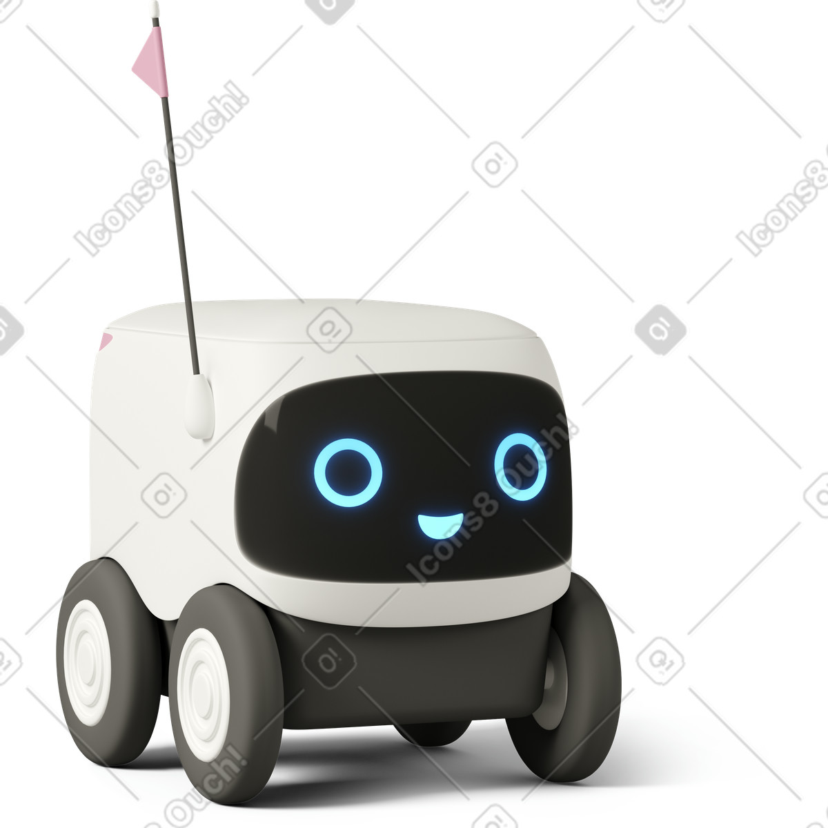 3D Casual life 스타일의 Delivery robot 일러스트레이션 PNG, SVG 다운로드