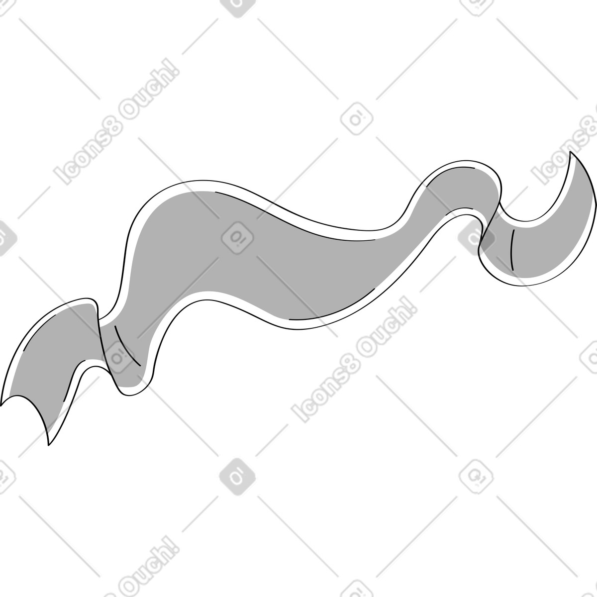 Looney スタイルの Gray twisted ribbon のイラストをPNG、SVG形式でダウンロード