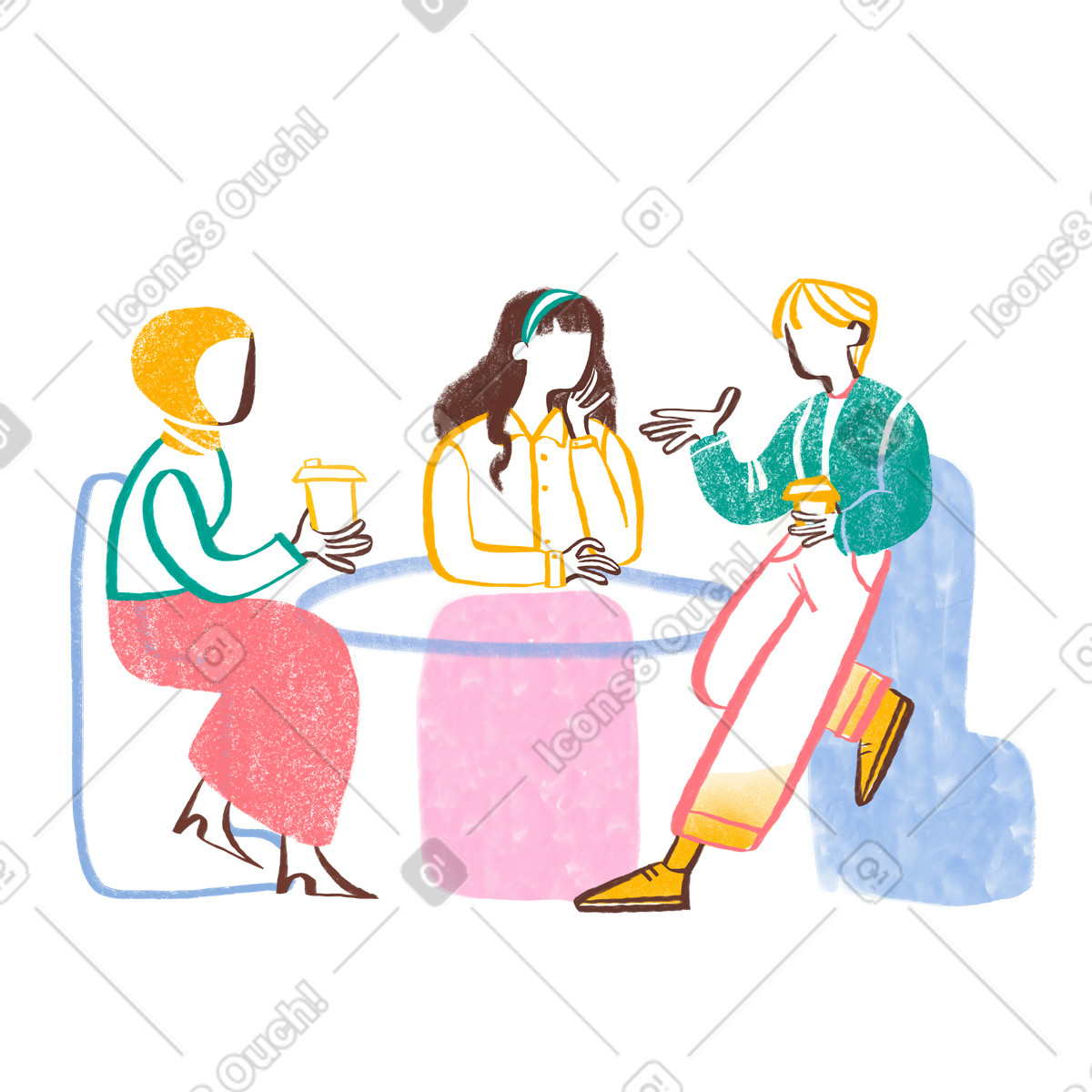 Drei frauen unterhalten sich beim kaffeetrinken-Illustration im Company-Stil als Download in PNG, SVG