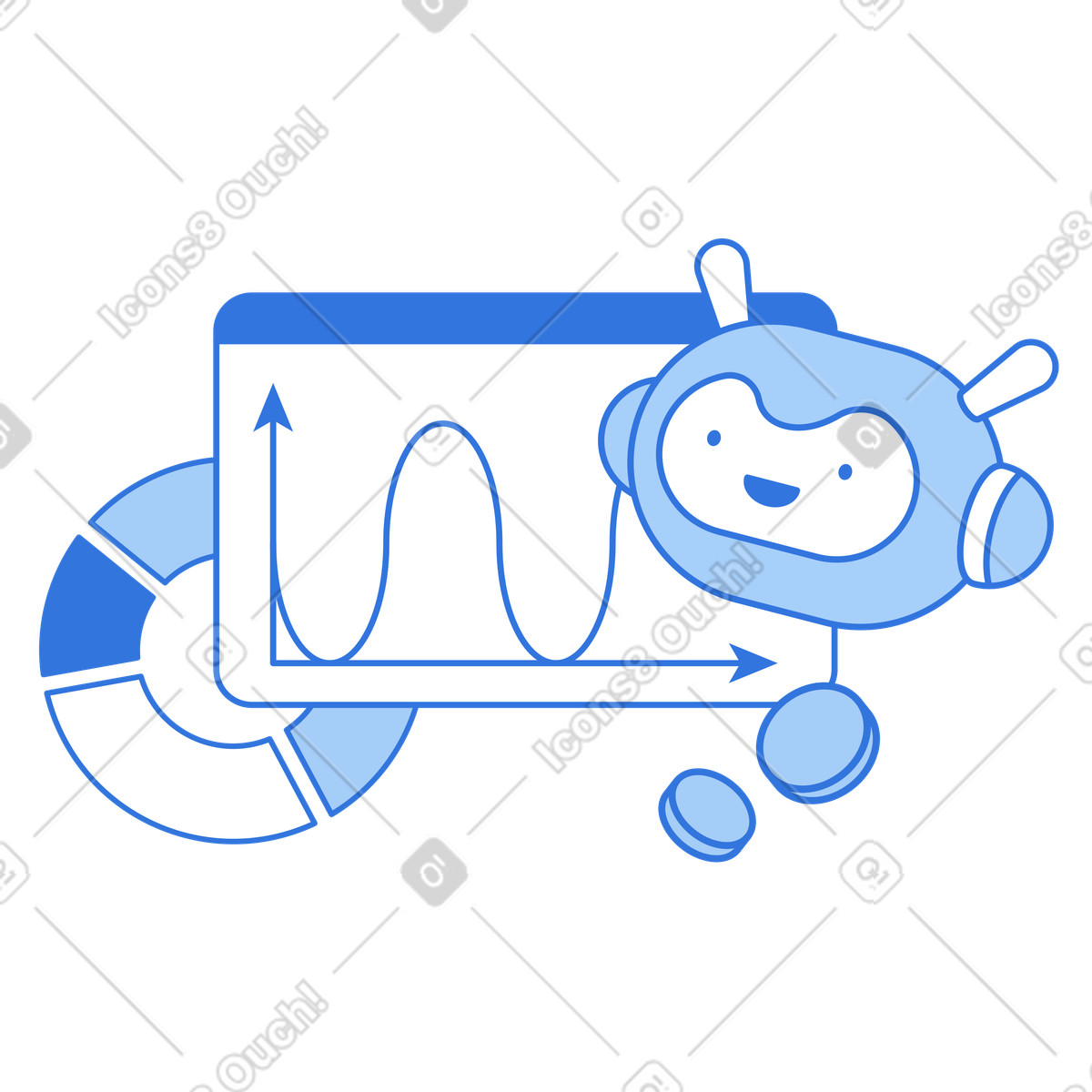 Ilustración Artificial intelligence assistant for financial analytics, Digital budgeting and savings en estilo Sky a descargar en PNG y SVG