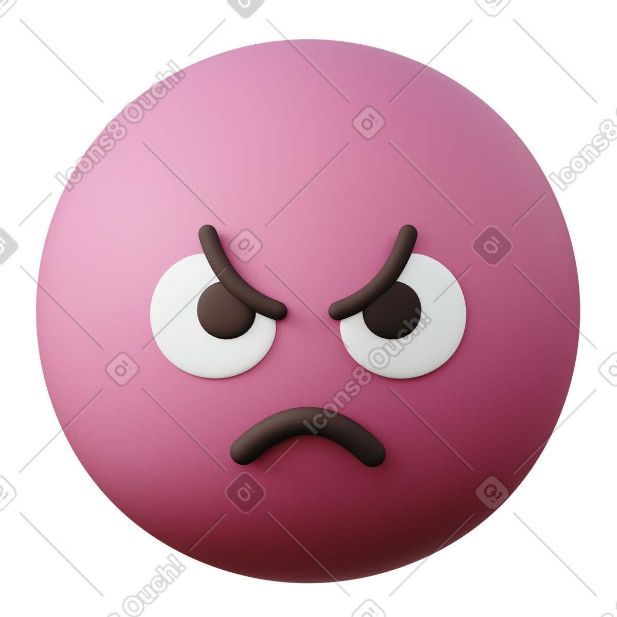 Ilustração de Emoji rosto enfurecido em no estilo 3D Sugary para baixar em PNG, SVG