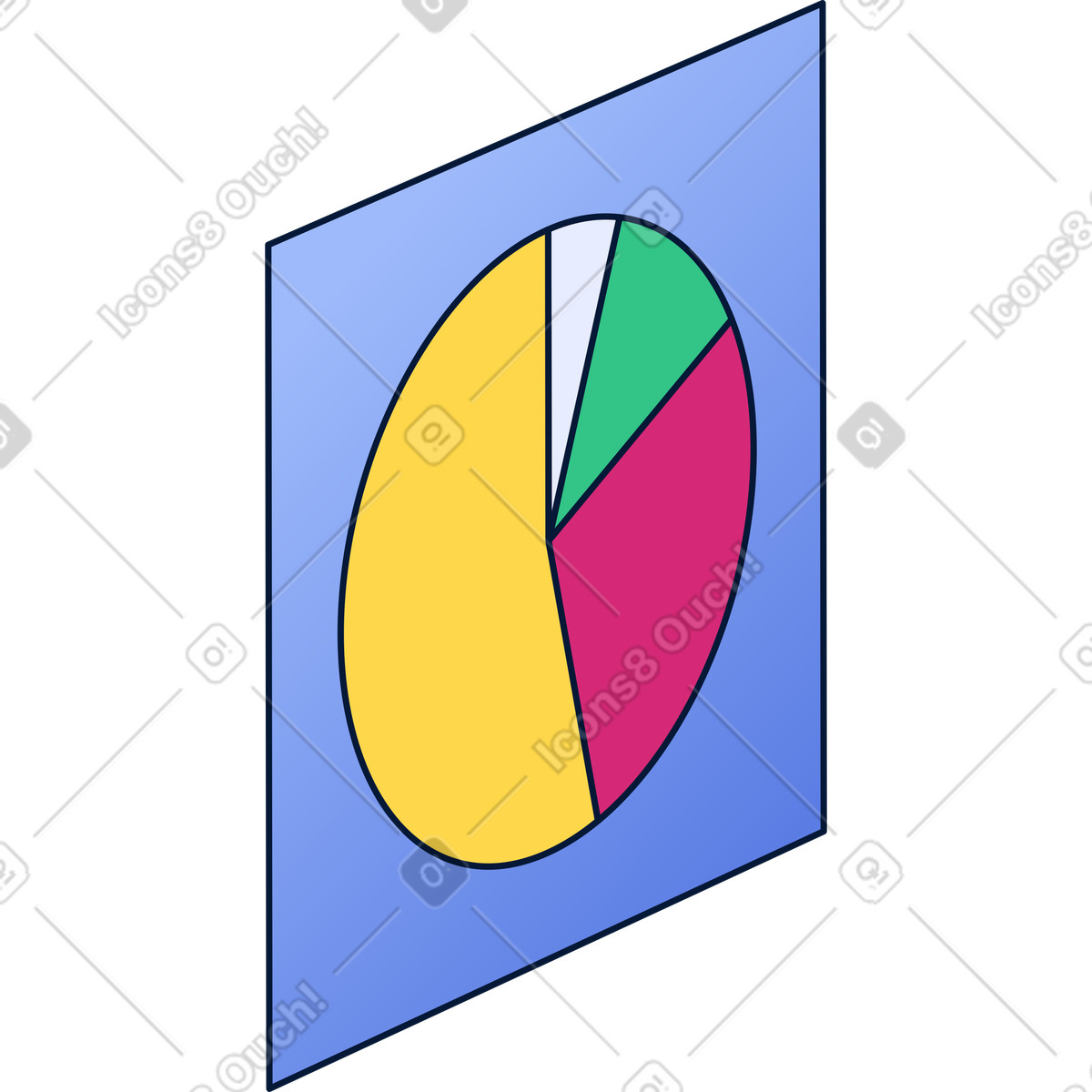Pie chart in square illustration Neat style download PNG, SVG