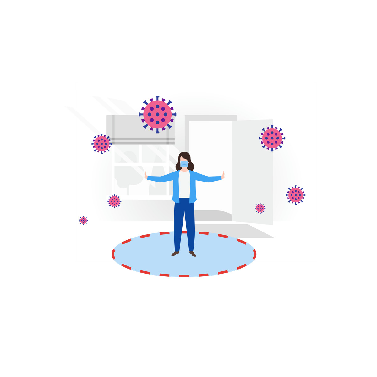 Illustration Keep the distance dans le style Fogg à télécharger aux formats PNG, SVG