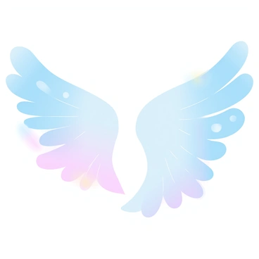 A pair of wings made of vibrant light and flowing colors is displayed against a soft gradient background. The wings appear to be in motion, radiating hues of blue, pink, and yellow, creating a luminous effect. They have intricate patterns that resemble feathers, each merging into the next, blending seamlessly. The overall composition evokes a sense of elevation and liberation, emphasizing the concept of "freedom."