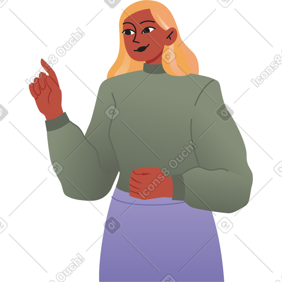 下载 Coworking 风格的 年轻女子指着某物 插画，支持 PNG、SVG 格式